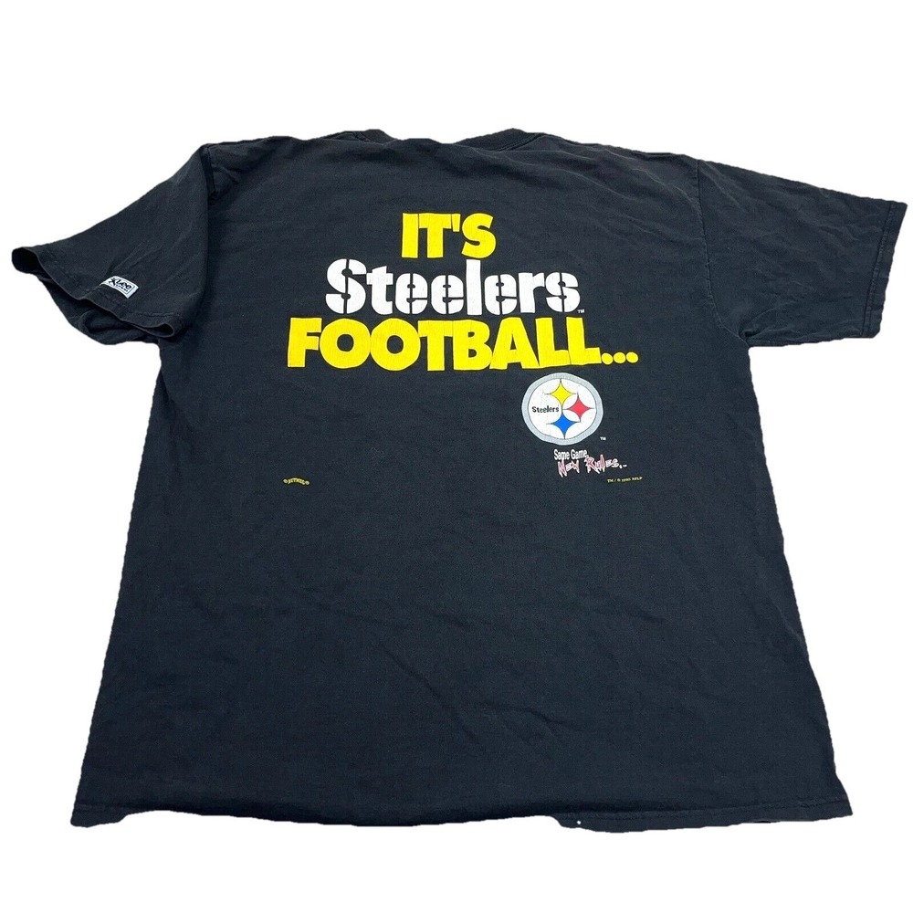 Vintage Pittsburgh Steelers Shirt Men XL Black 90s Y2K Tee USA Made NFL Top *